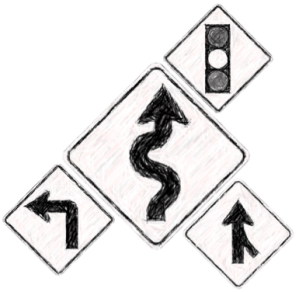 Road signs grouped